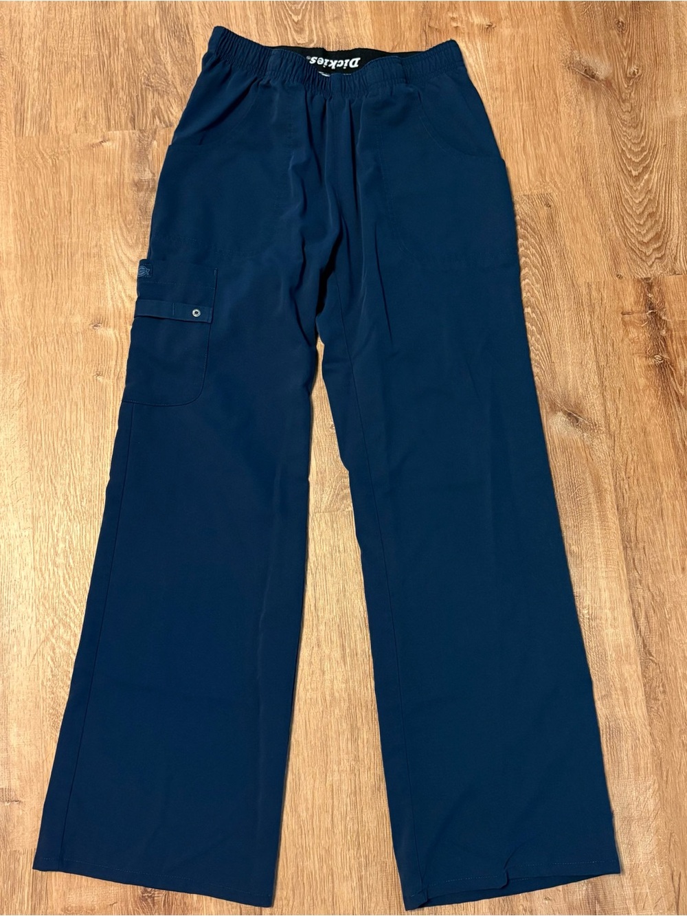 Dickies Women’s Navy Elastic-Waist Cargo Scrub Pants Size Small
